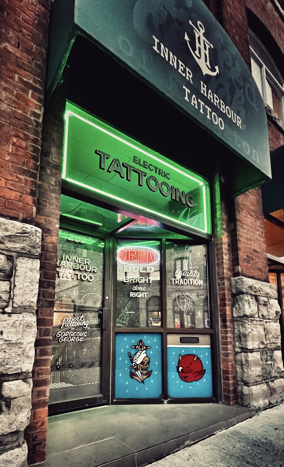 Inner Harbour Tattoo studio exterior — 259 Ontario St, Kingston ON