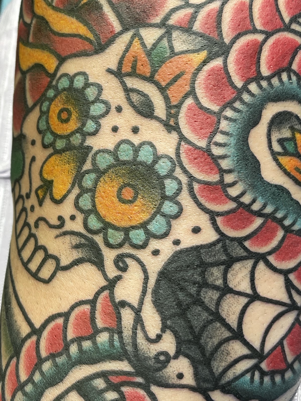 Inner Harbour Tattoo — colourful floral and mandala traditional style